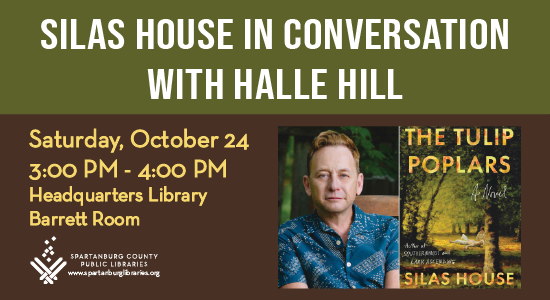 Silas House in Conversation with Halle Hill Saturday, October 24, 2026, 3 – 4pm. Headquarters Library, Barrett Room.