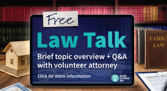 Free Law Talk. Brief topic overview and Q&A with volunteer attorney. 
