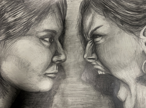 Duality by Madison Sturgill. Graphite on Paper.